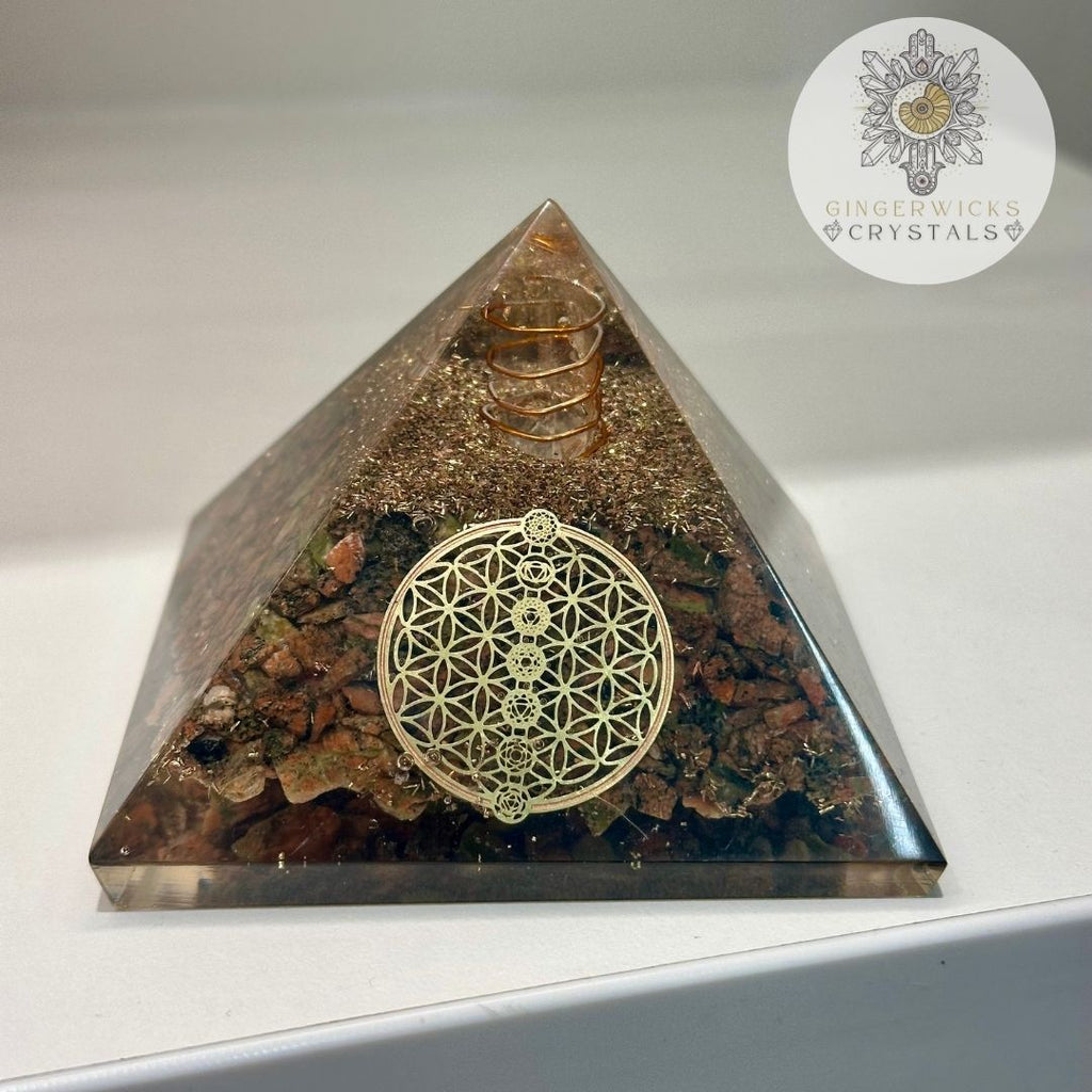 7.5cm Unakite Orgone Pyramid