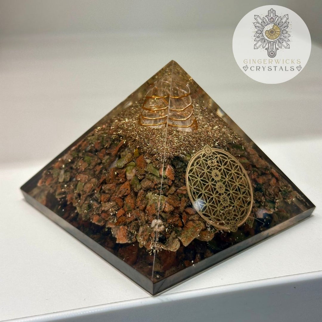 7.5cm Unakite Orgone Pyramid