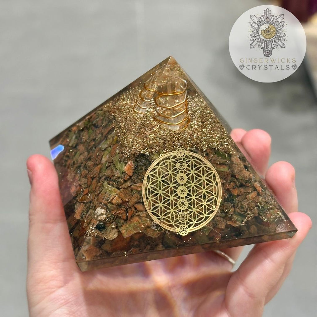 7.5cm Unakite Orgone Pyramid