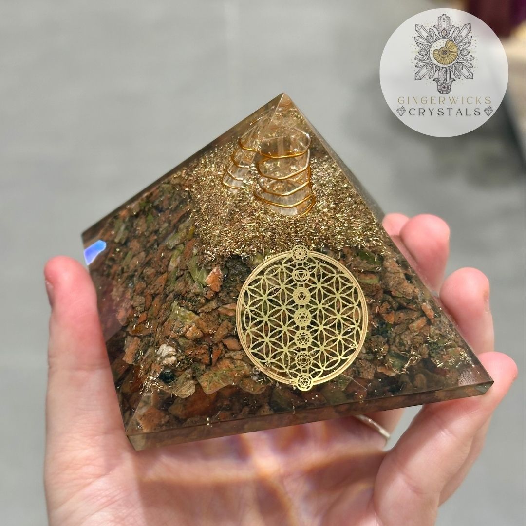 7.5cm Unakite Orgone Pyramid