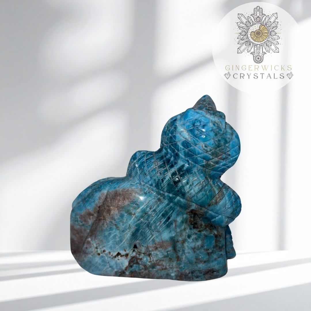 Blue Apatite Snake Carving