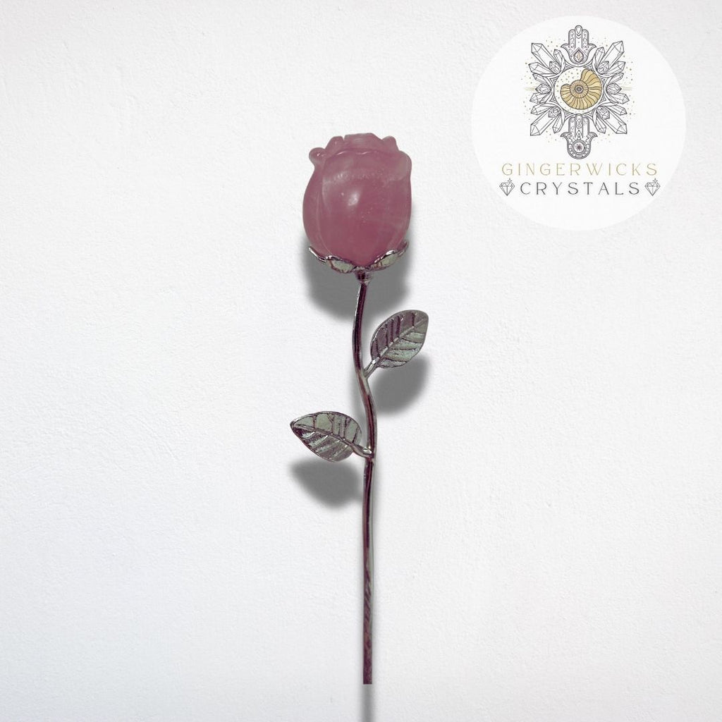 Rose Quartz Crystal Rose Carving