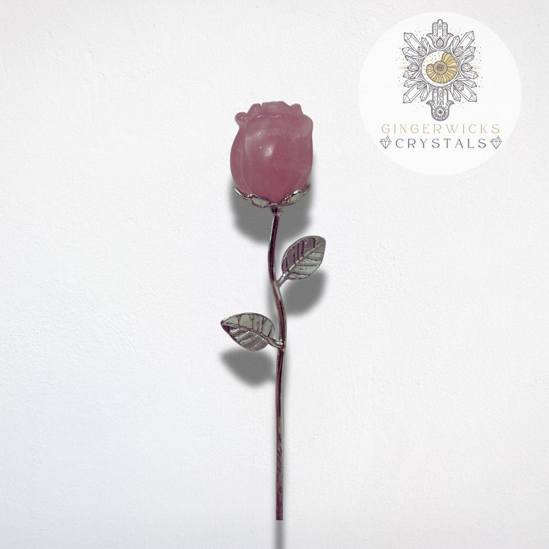 Rose Quartz Crystal Rose Carving