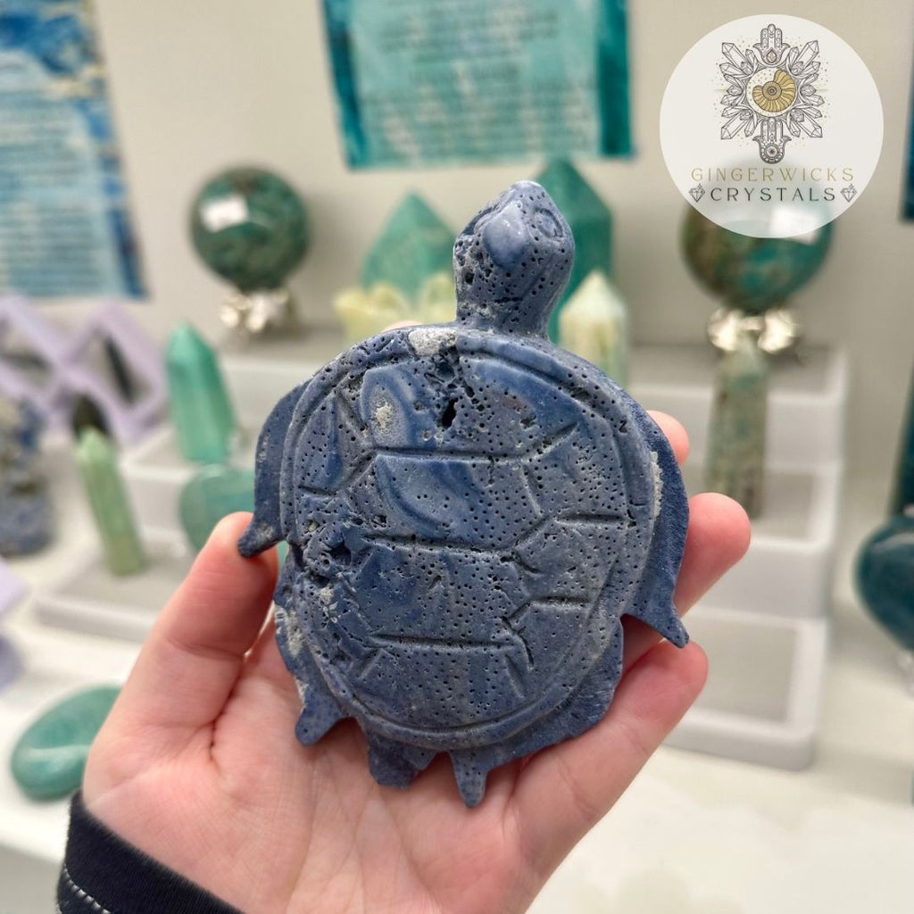 Blue Coral Turtle Carving