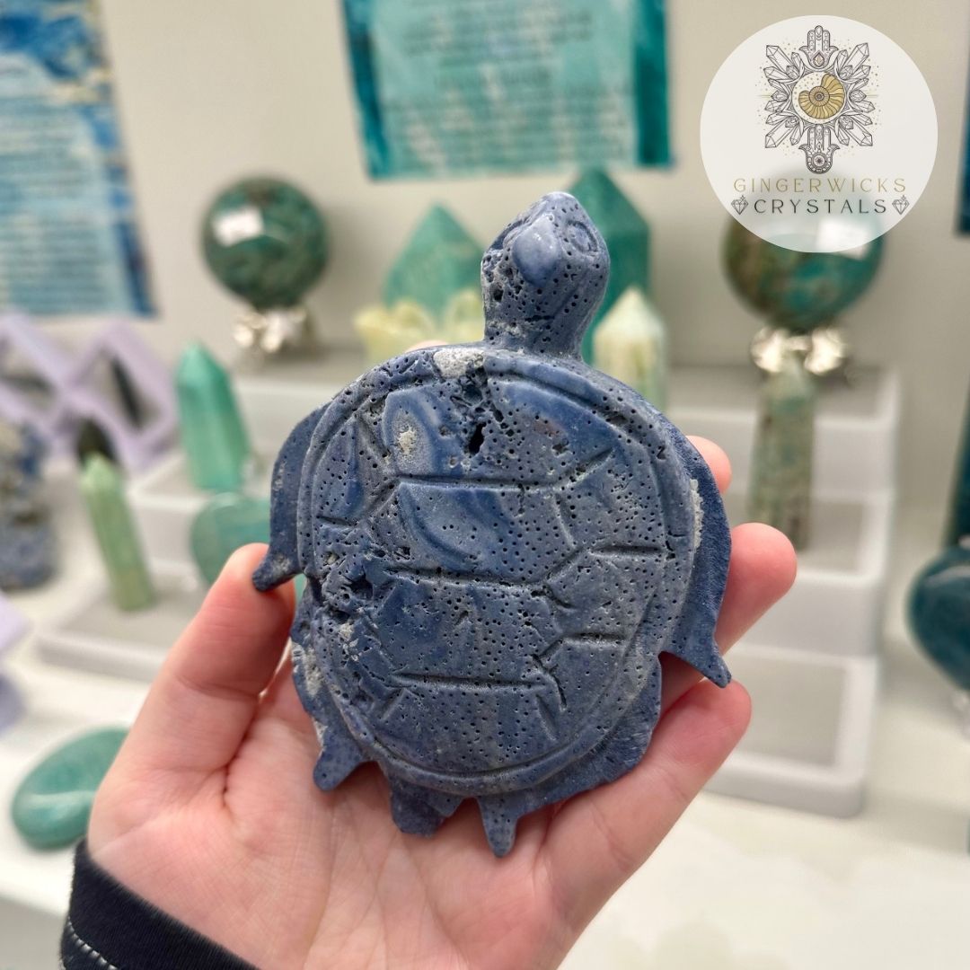 Blue Coral Turtle Carving