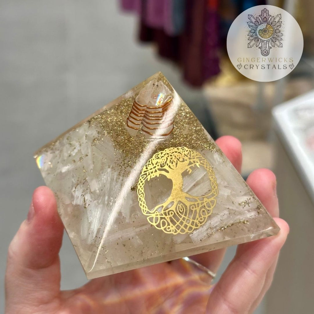 Selenite Orgone Pyramid