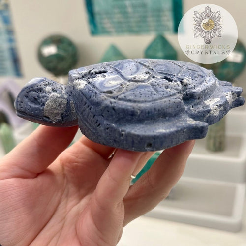 Blue Coral Turtle Carving