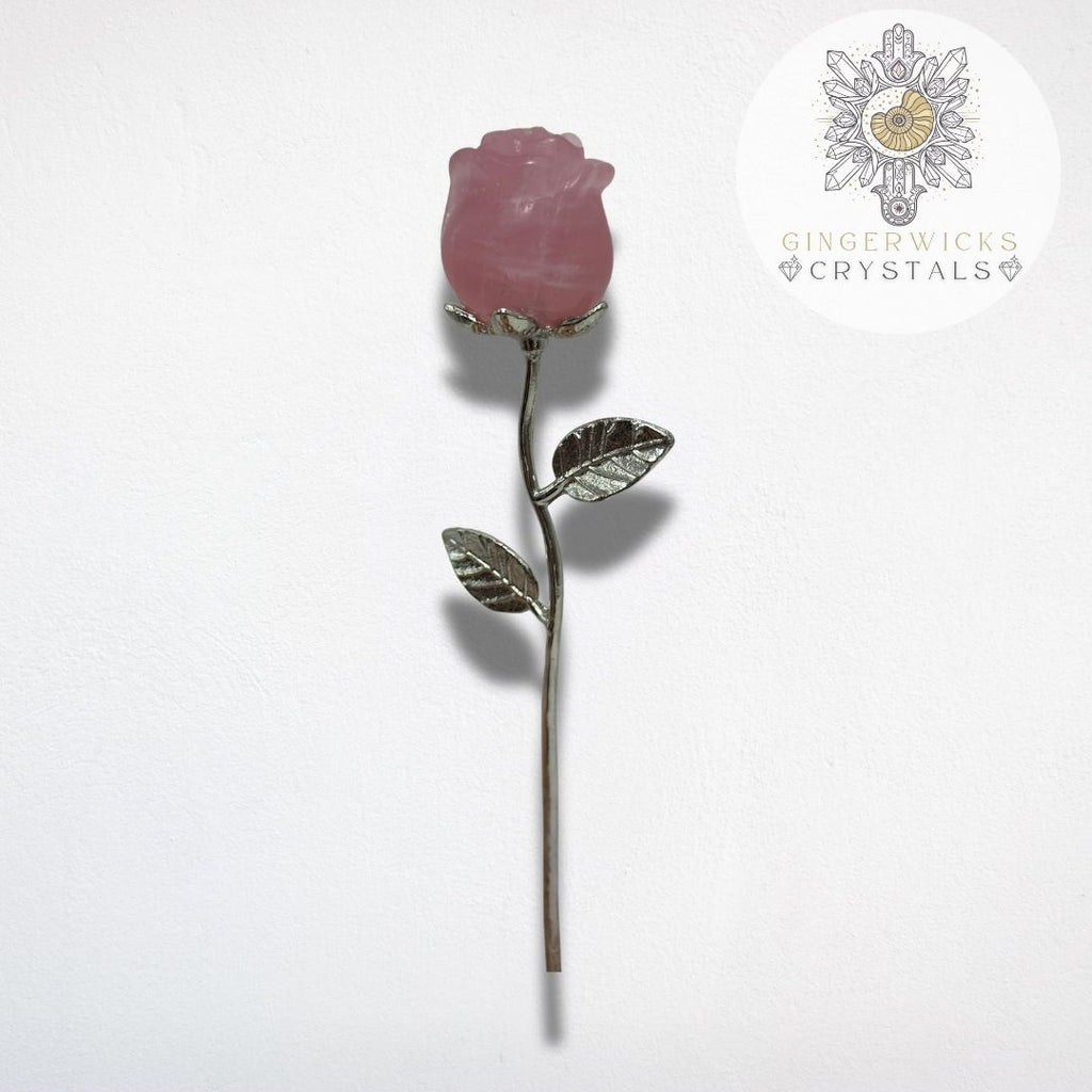 Rose Quartz Crystal Rose Carving