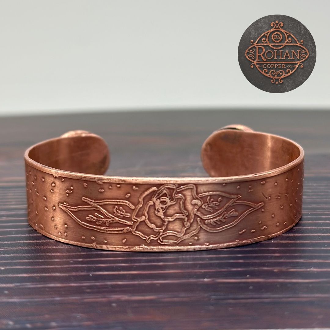 Kunzite-Inlaid Copper Bracelet