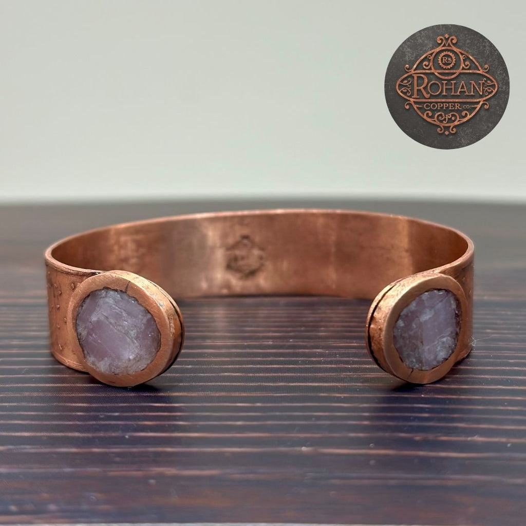 Kunzite-Inlaid Copper Bracelet