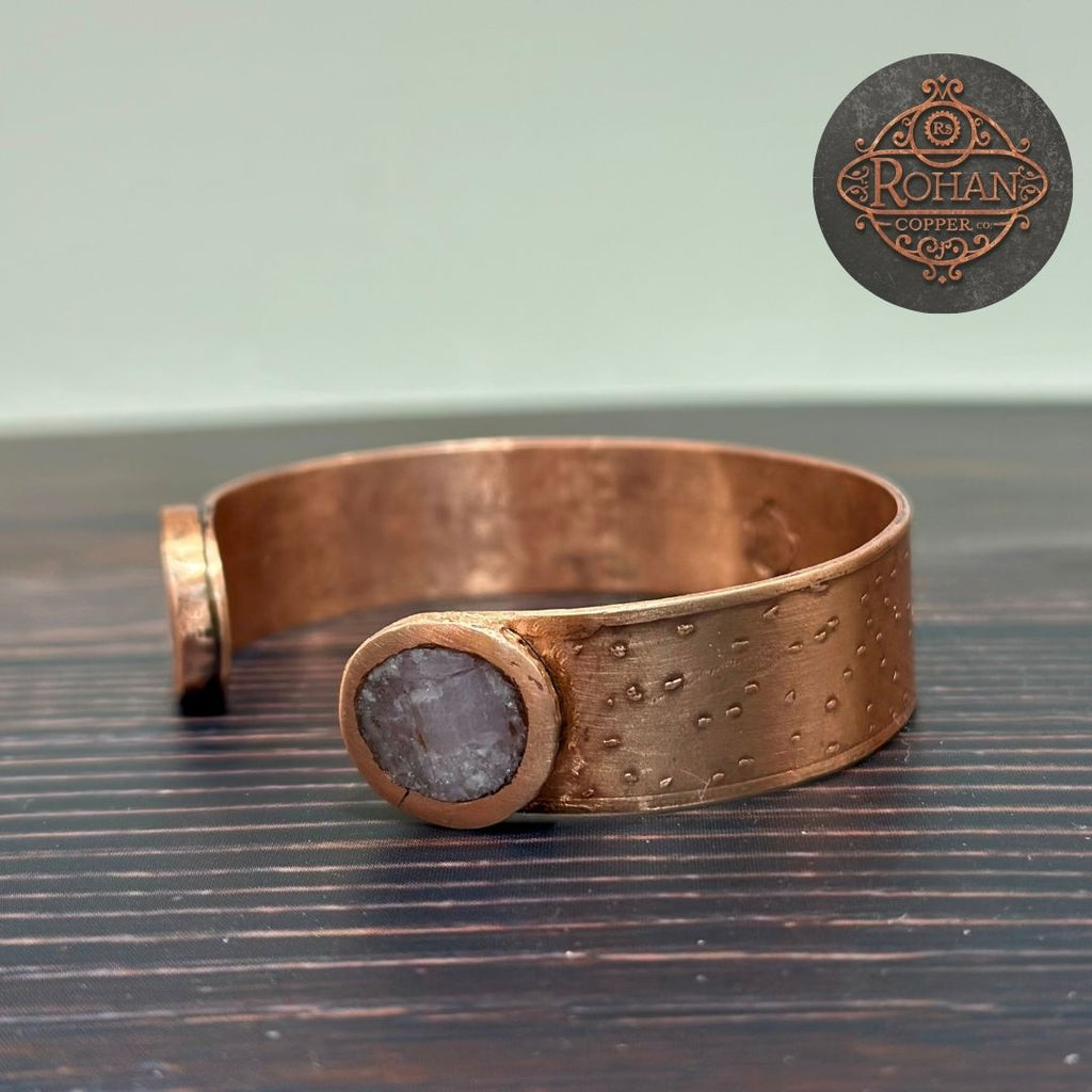 Kunzite-Inlaid Copper Bracelet