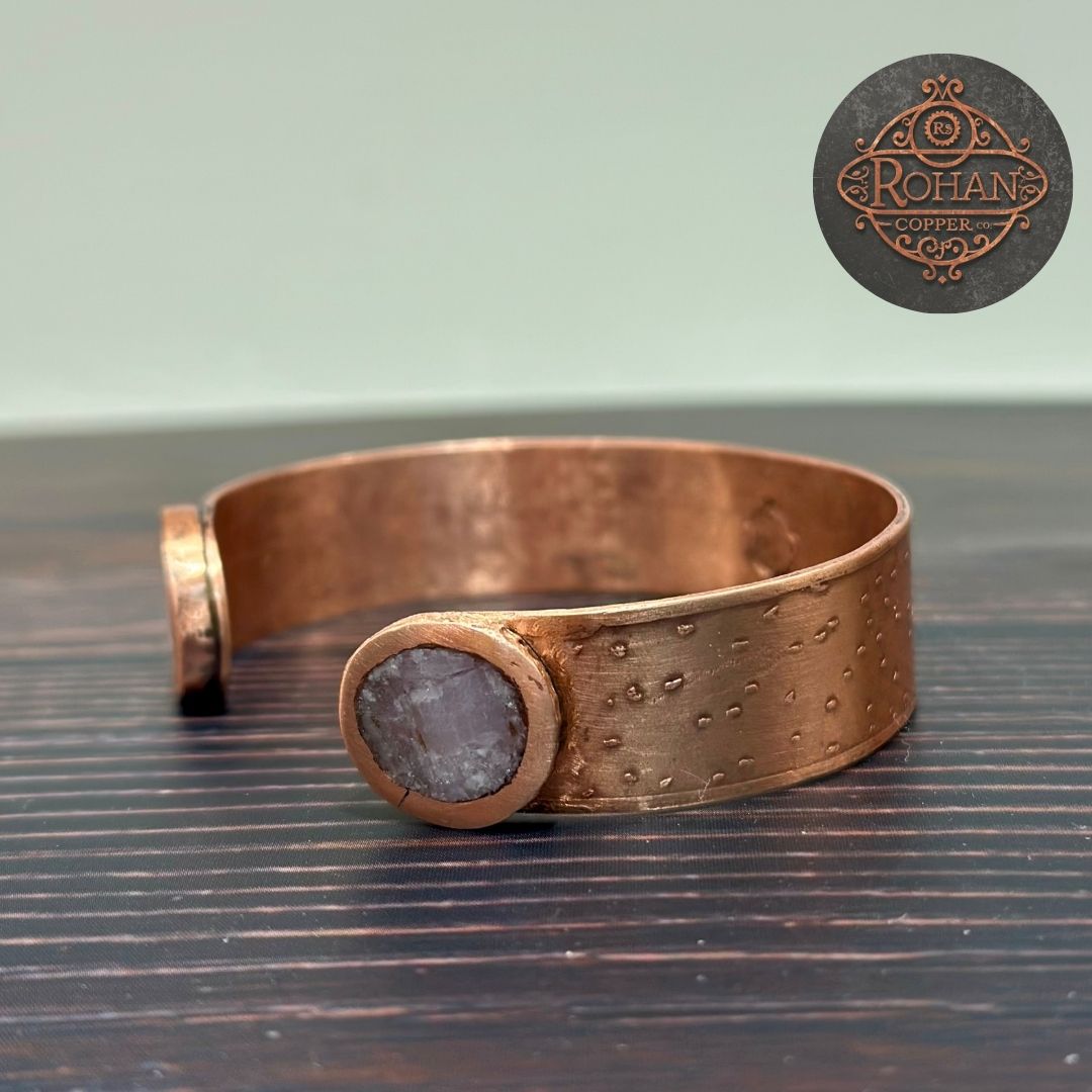 Kunzite-Inlaid Copper Bracelet