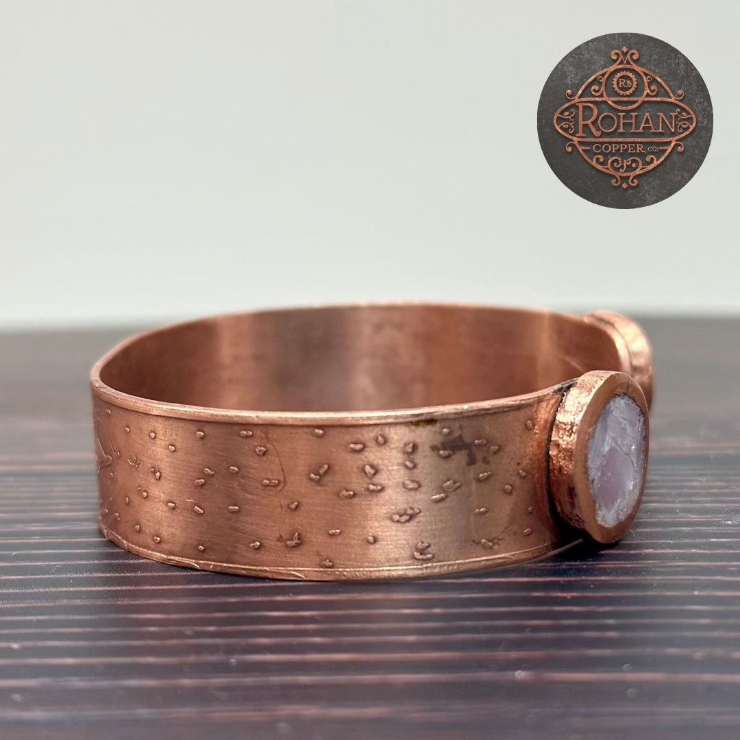 Kunzite-Inlaid Copper Bracelet