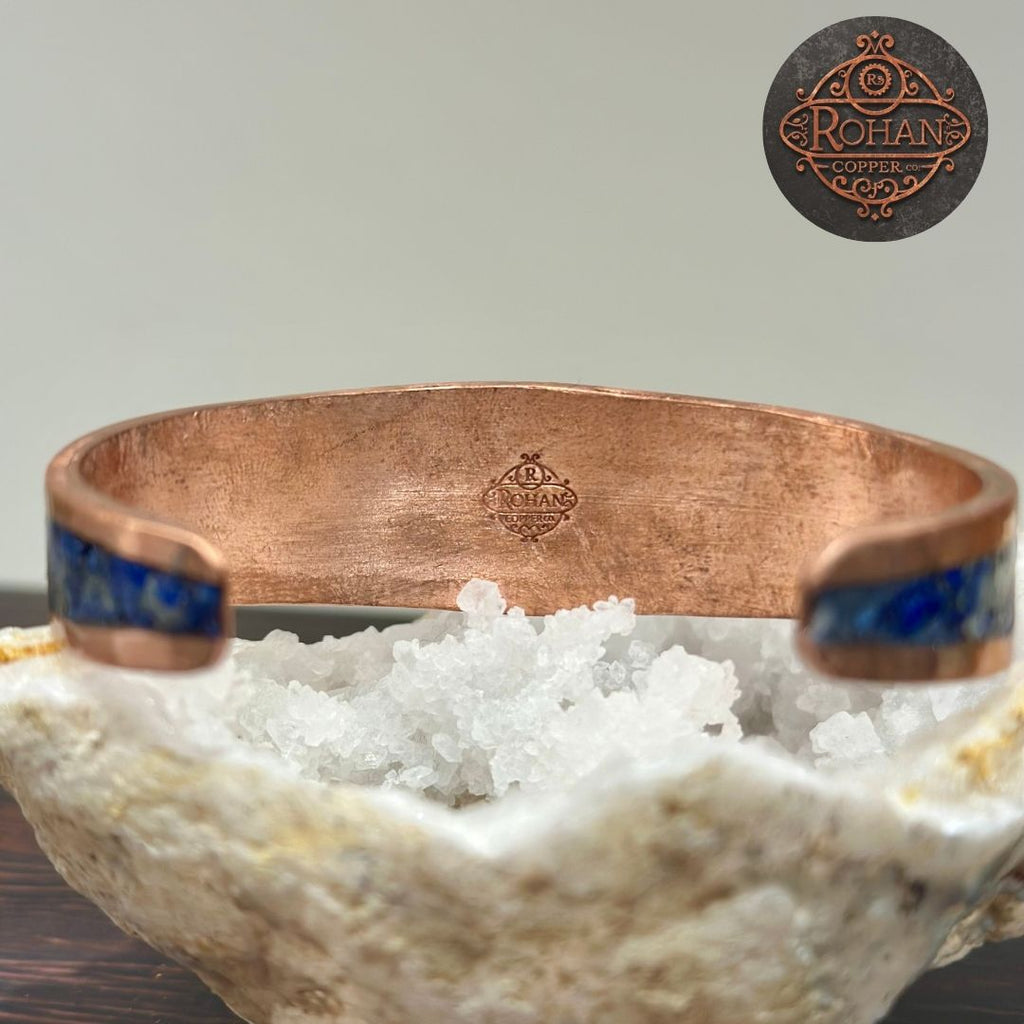 Handcrafted Lapis Lazuli Inlaid Pure Copper Bracelet