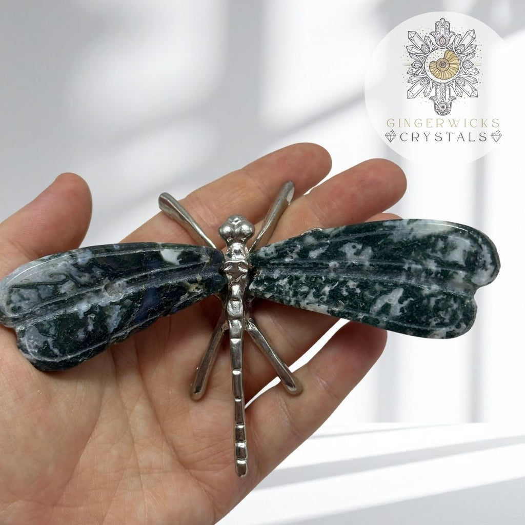Moss Agate Dragonfly