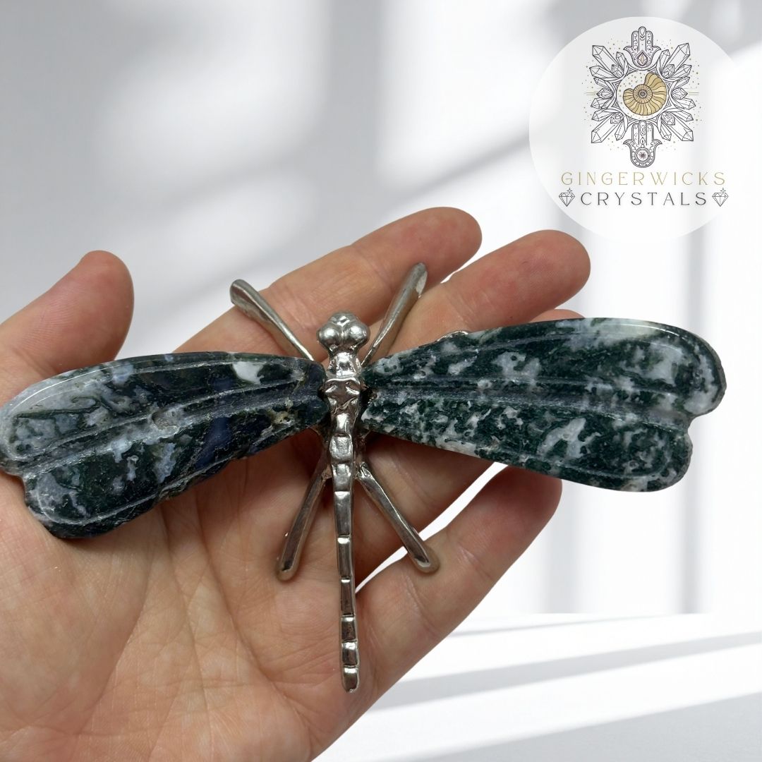 Moss Agate Dragonfly