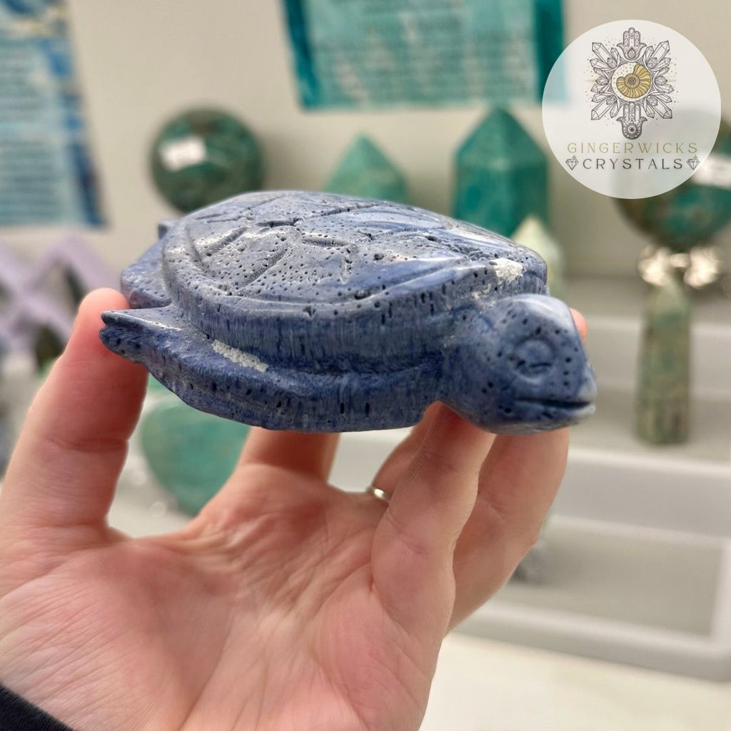 Blue Coral Turtle Carving