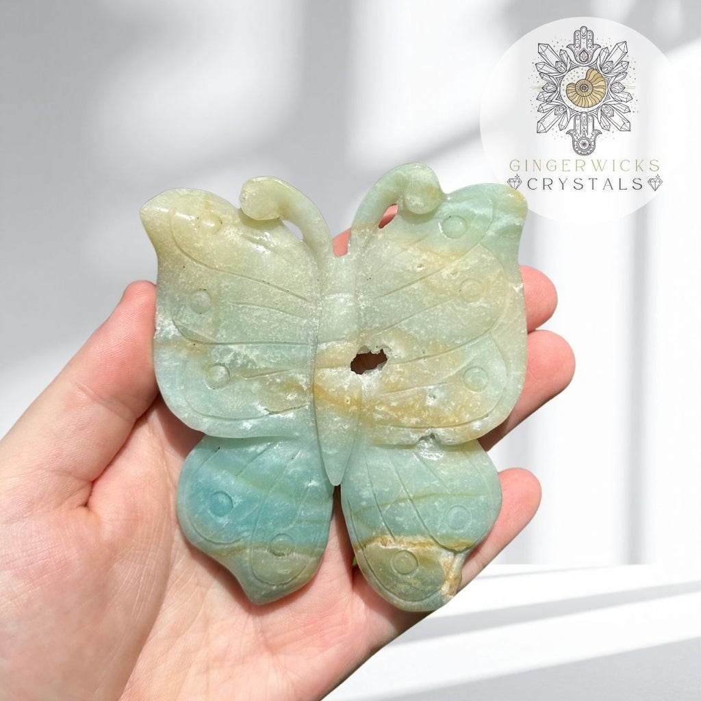 Amazonite Butterfly Carving