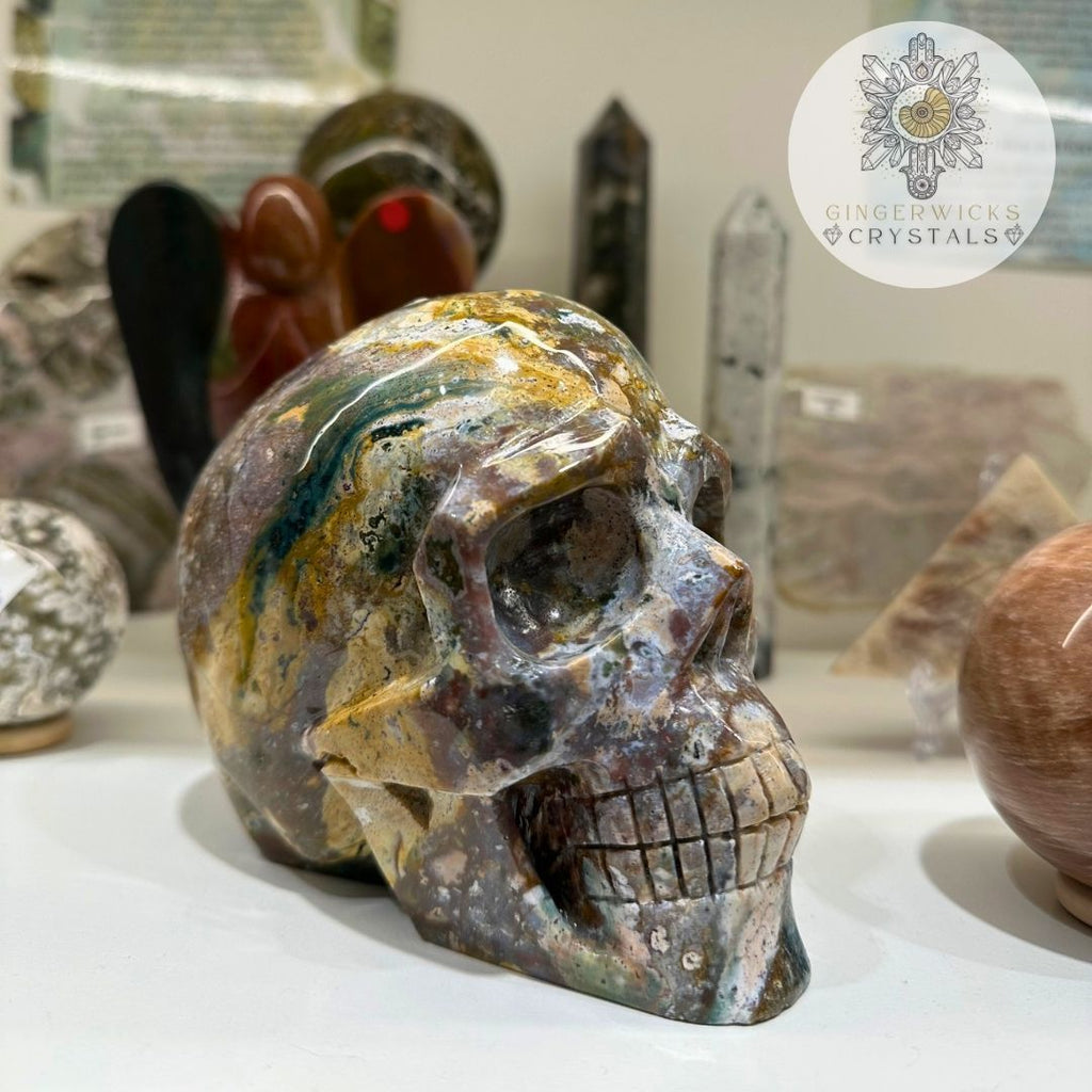 Ocean jasper skull- Statement Piece