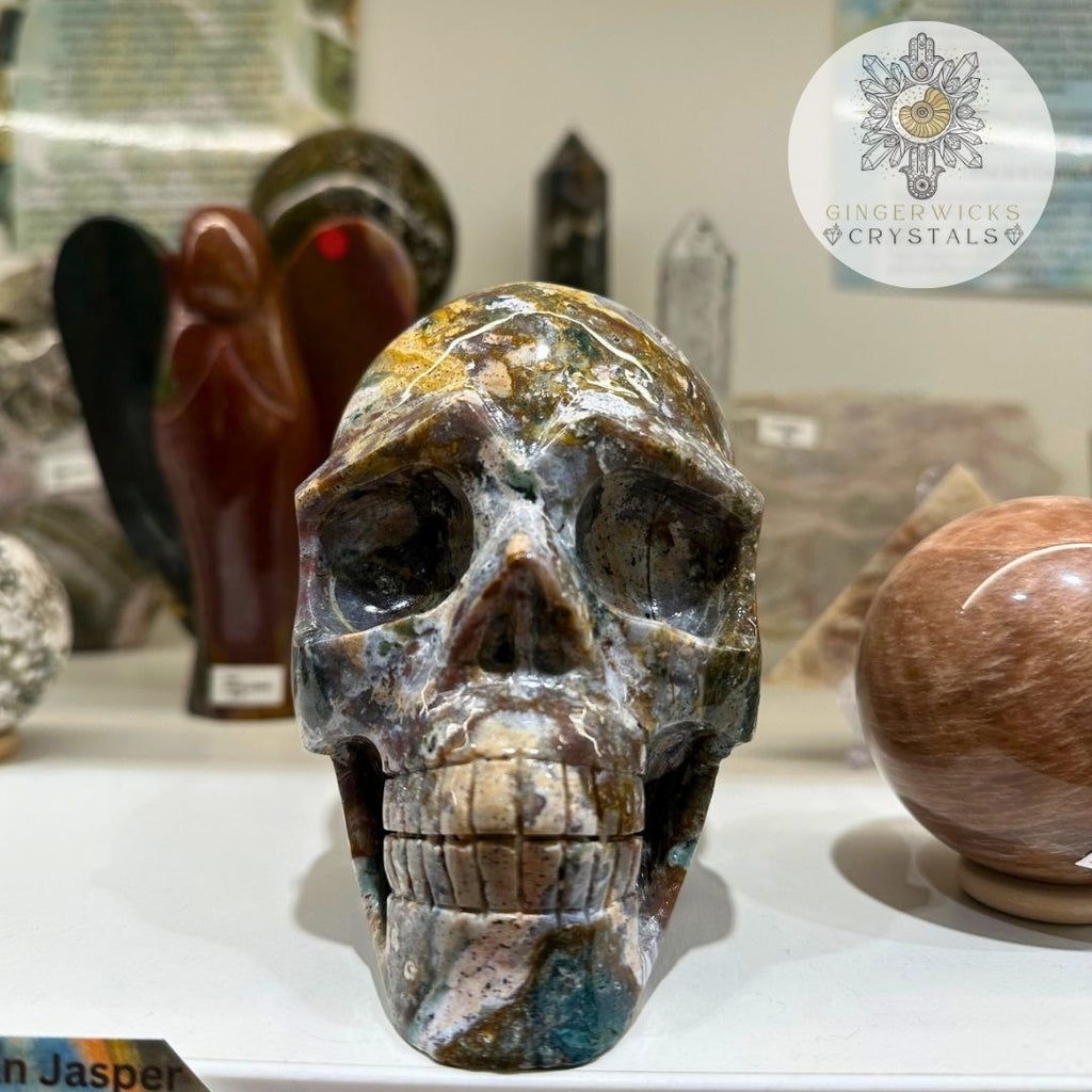 Ocean jasper skull- Statement Piece