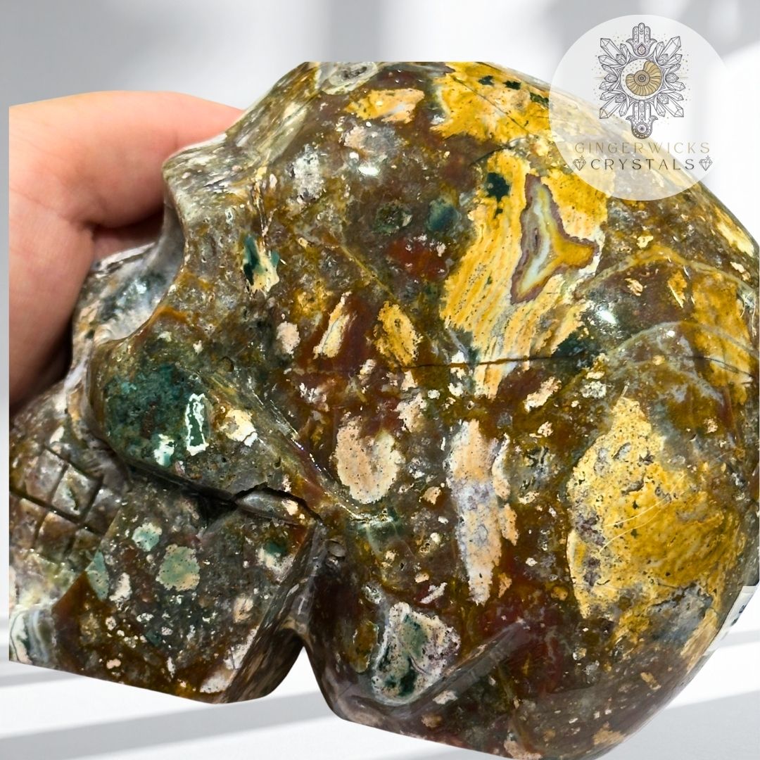 Ocean jasper skull- Statement Piece
