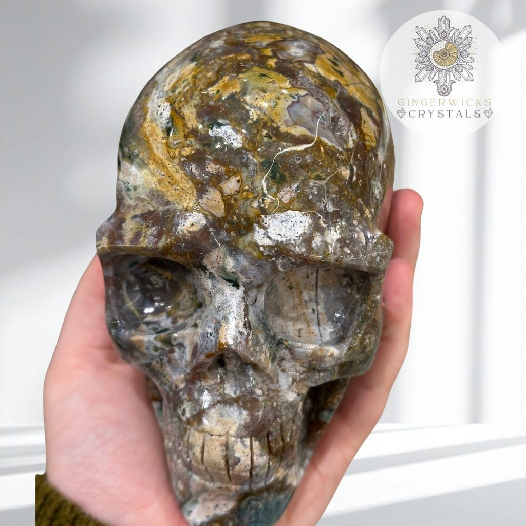 Ocean jasper skull- Statement Piece