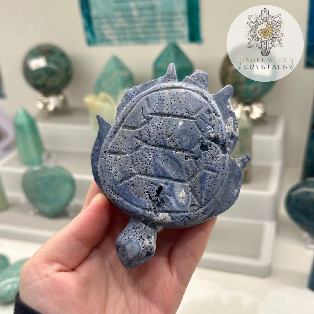 Blue Coral Turtle Carving