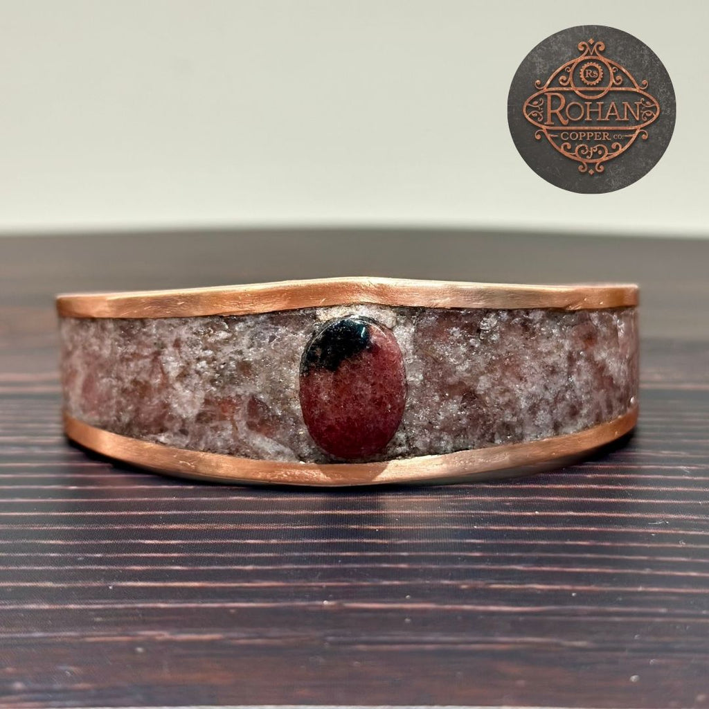 Handmade Rhodonite & Strawberry Quartz Copper Bracelet