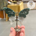 Moss Agate Crystal Butterfly on Stand