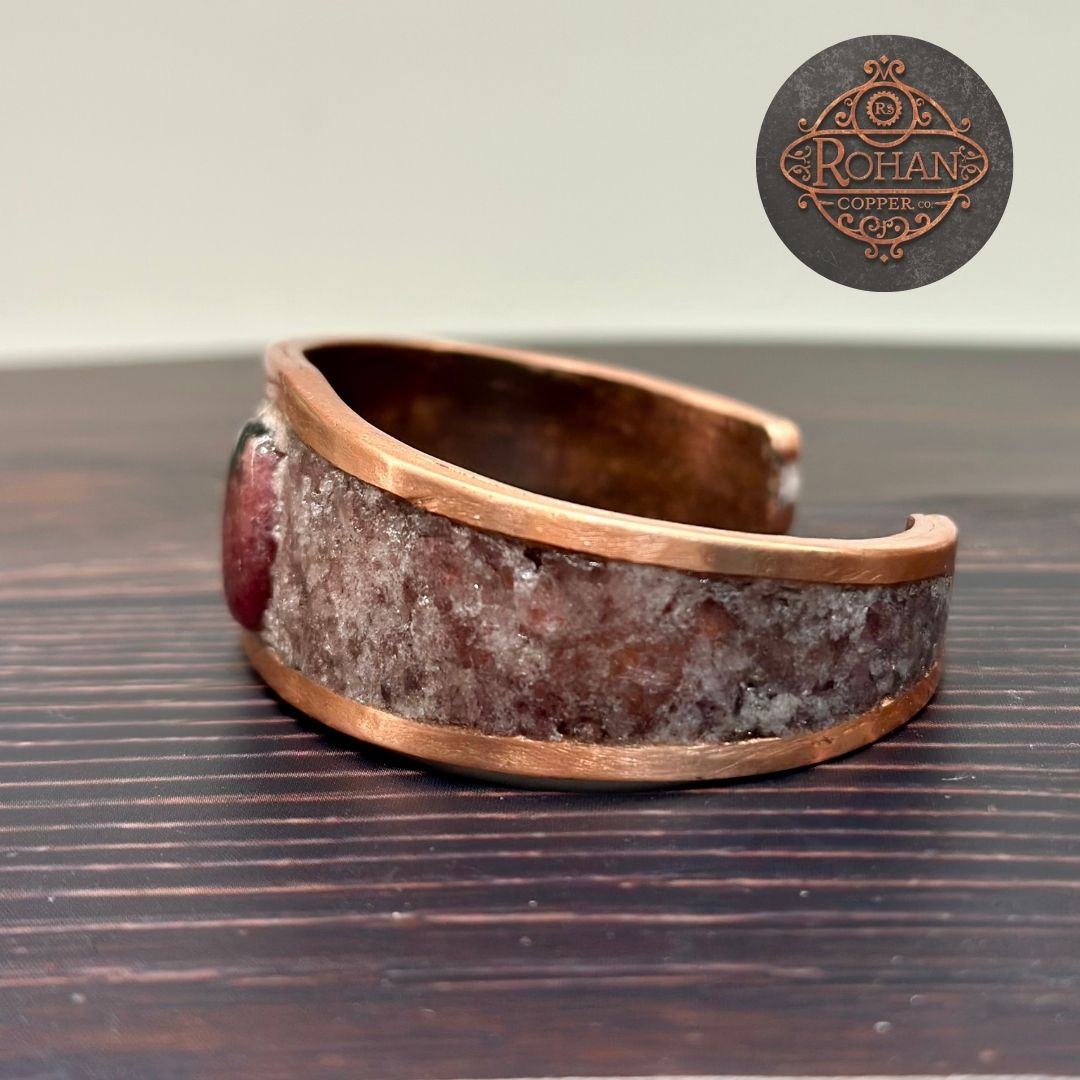 Handmade Rhodonite & Strawberry Quartz Copper Bracelet