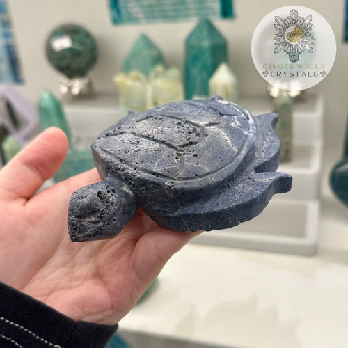 Blue Coral Turtle Carving