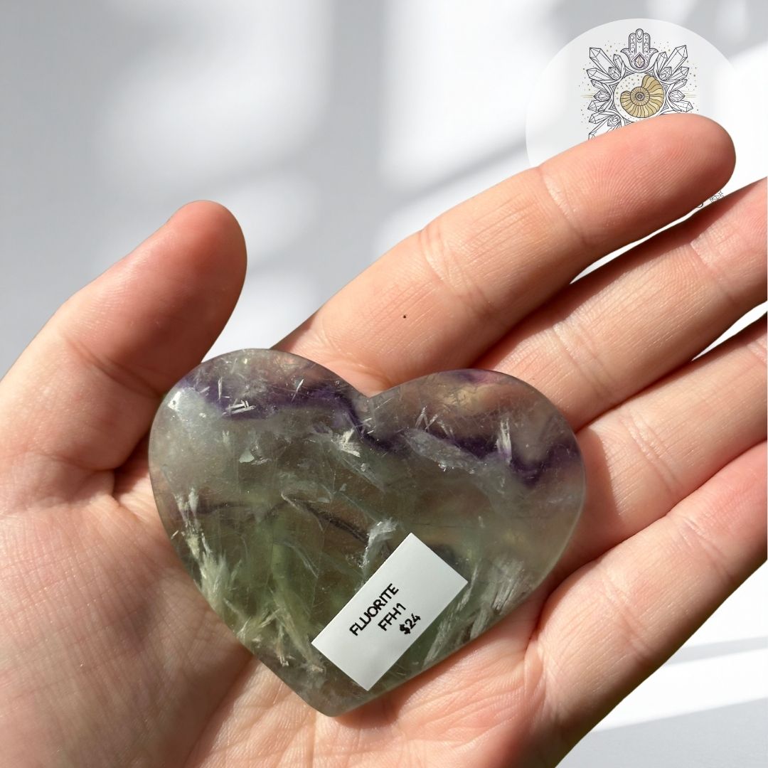 Feather Fluorite Heart