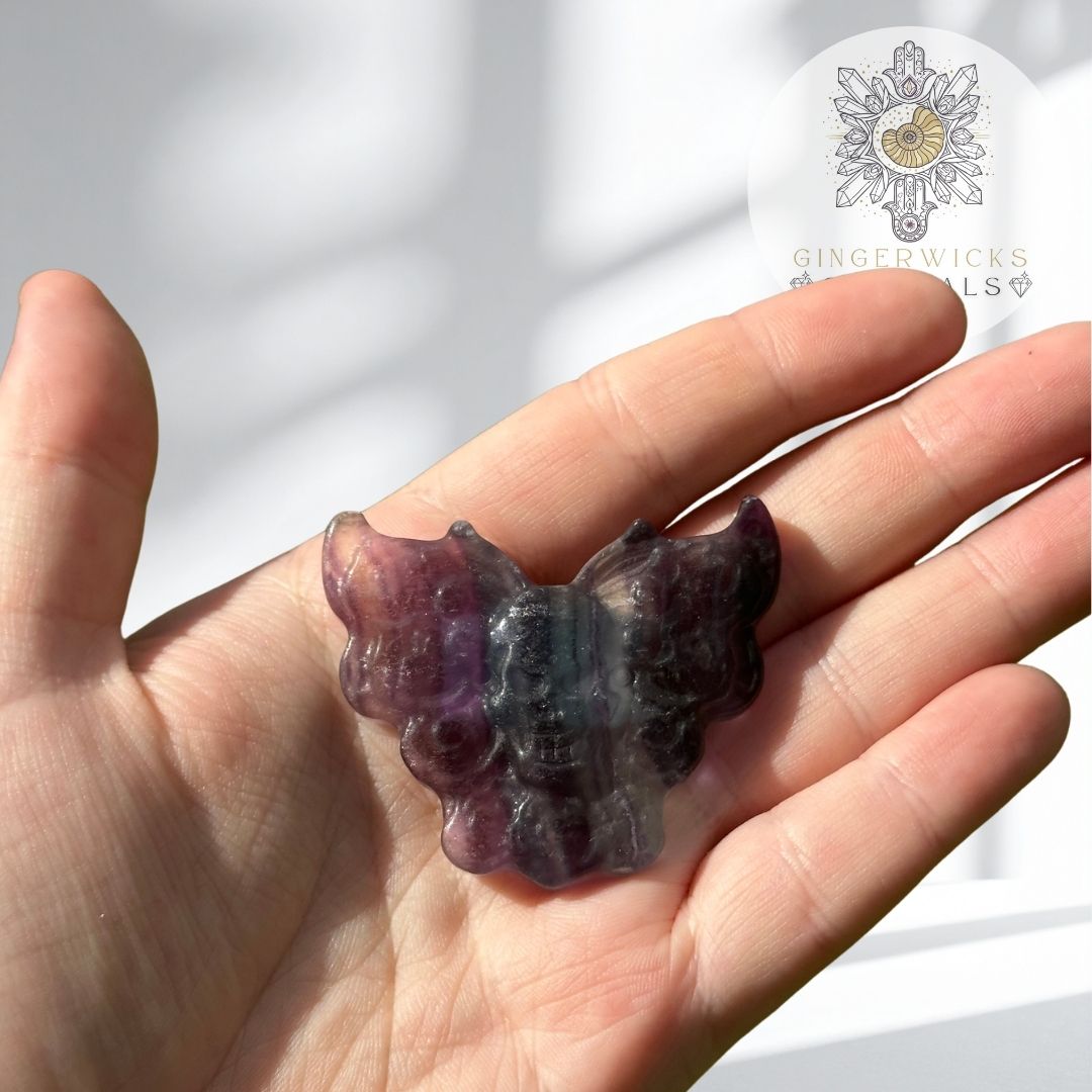 Fluorite Skull Butterfly Carving