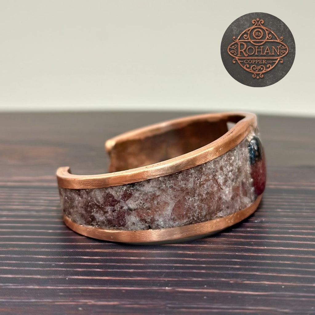 Handmade Rhodonite & Strawberry Quartz Copper Bracelet