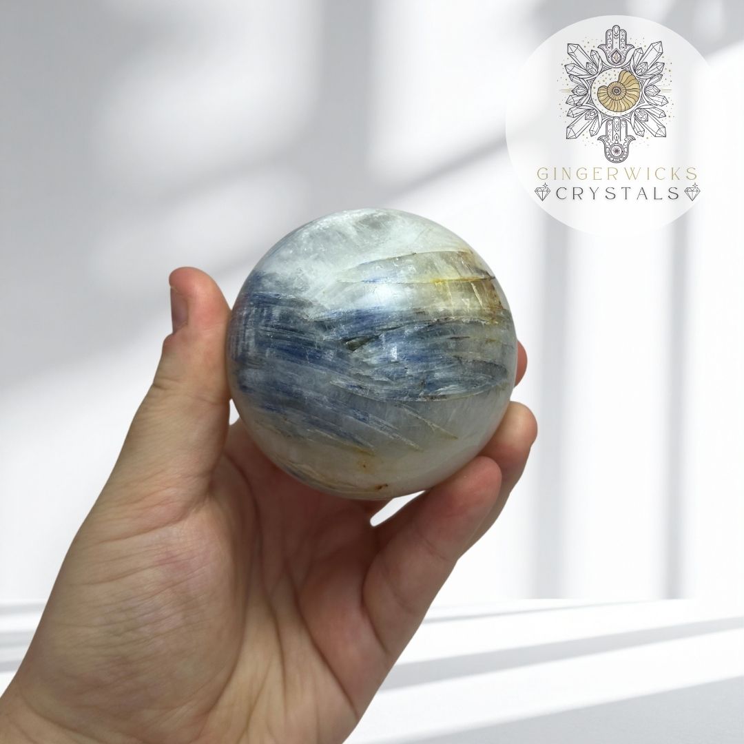 Kyanite in Quartz Sphere