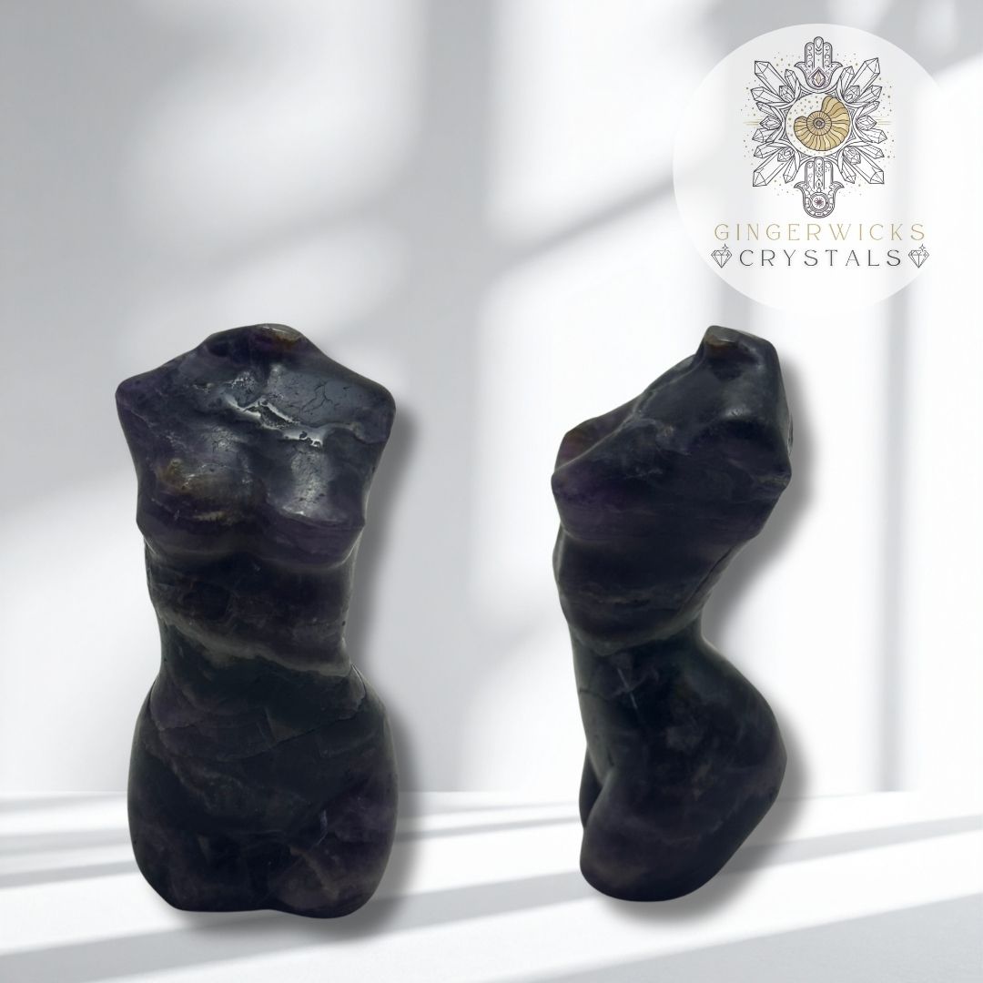 Purple Fluorite Goddess Torso Carving