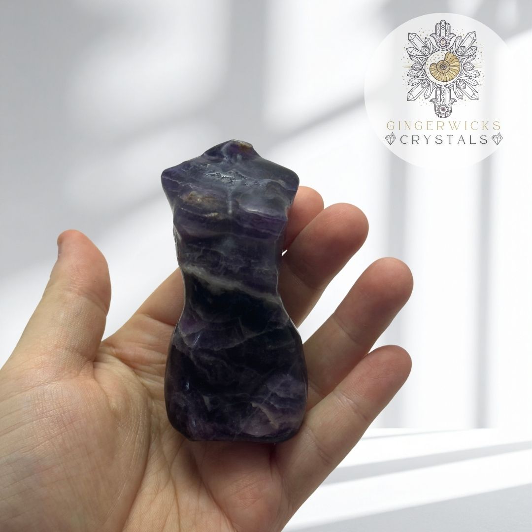 Purple Fluorite Goddess Torso Carving