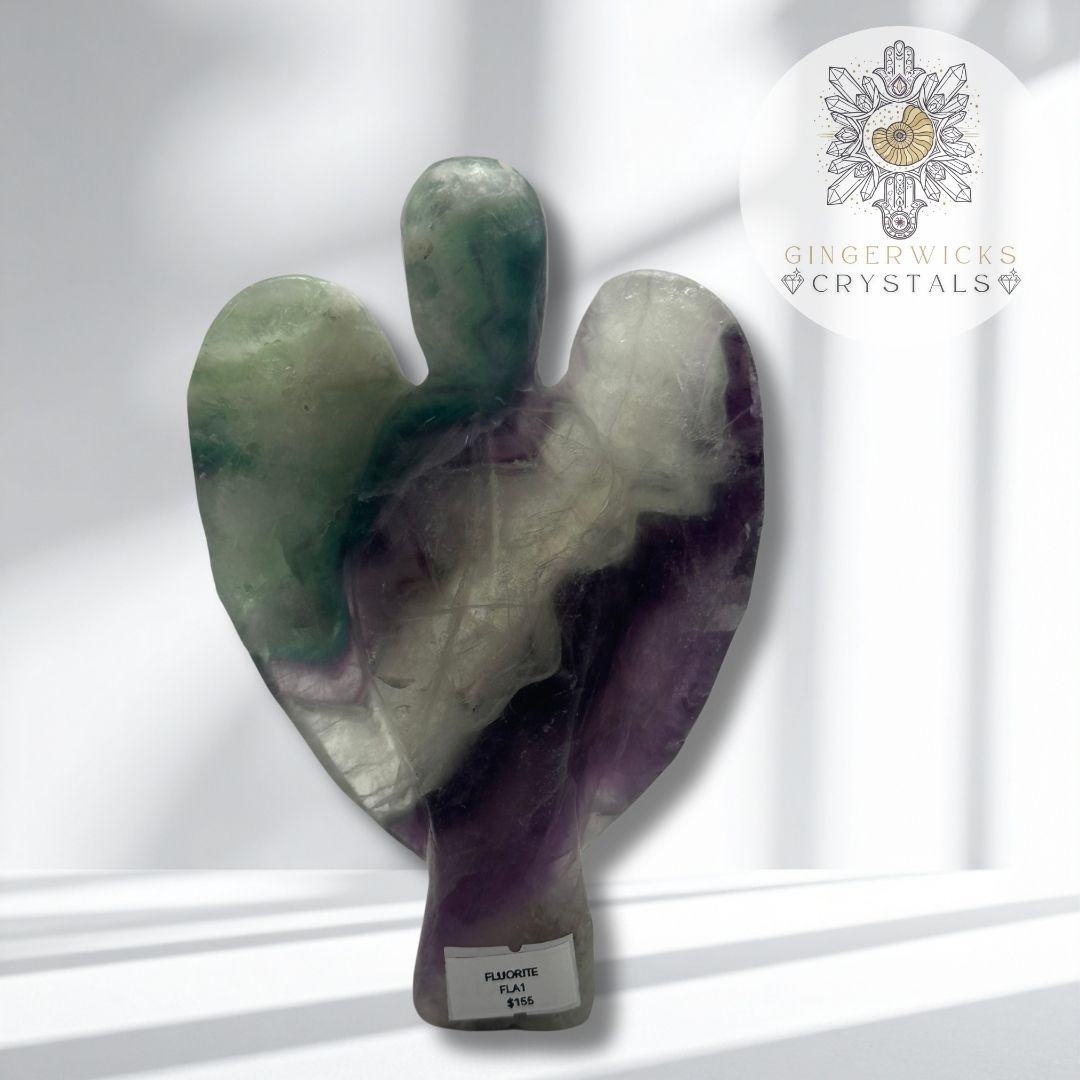 XL Fluorite Angel Carving