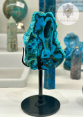 Premium Malachite & Chrysocolla Freeform on Stand – Natural Window Formation