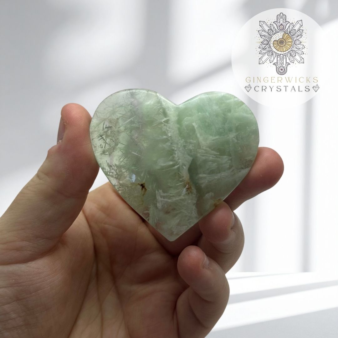 Feather Fluorite Heart