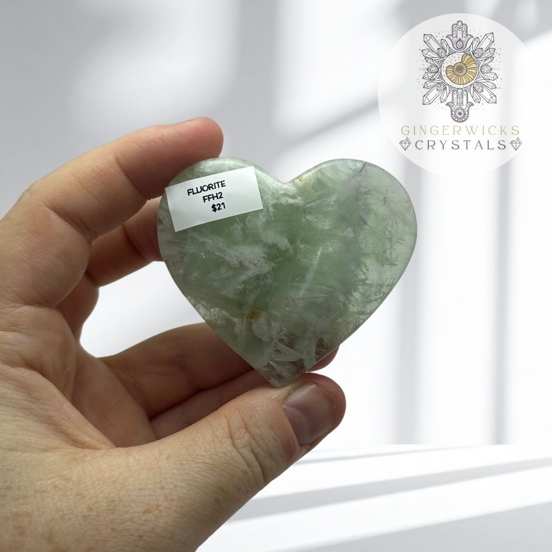 Feather Fluorite Heart