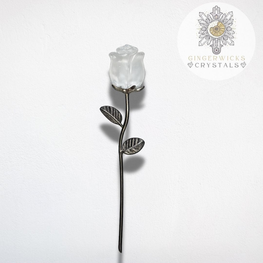 Clear Quartz Crystal Rose Carving