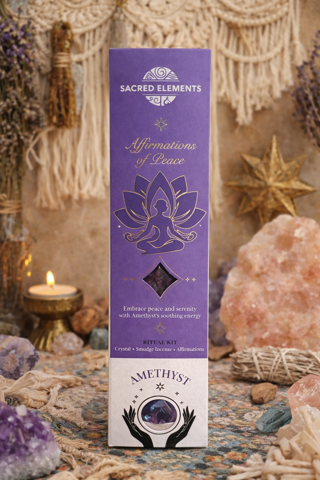 Sacred Elements Affirmations of Peace – Amethyst Ritual Kit.