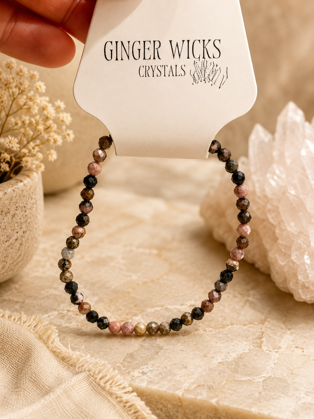 Faceted Rhodonite Bracelet