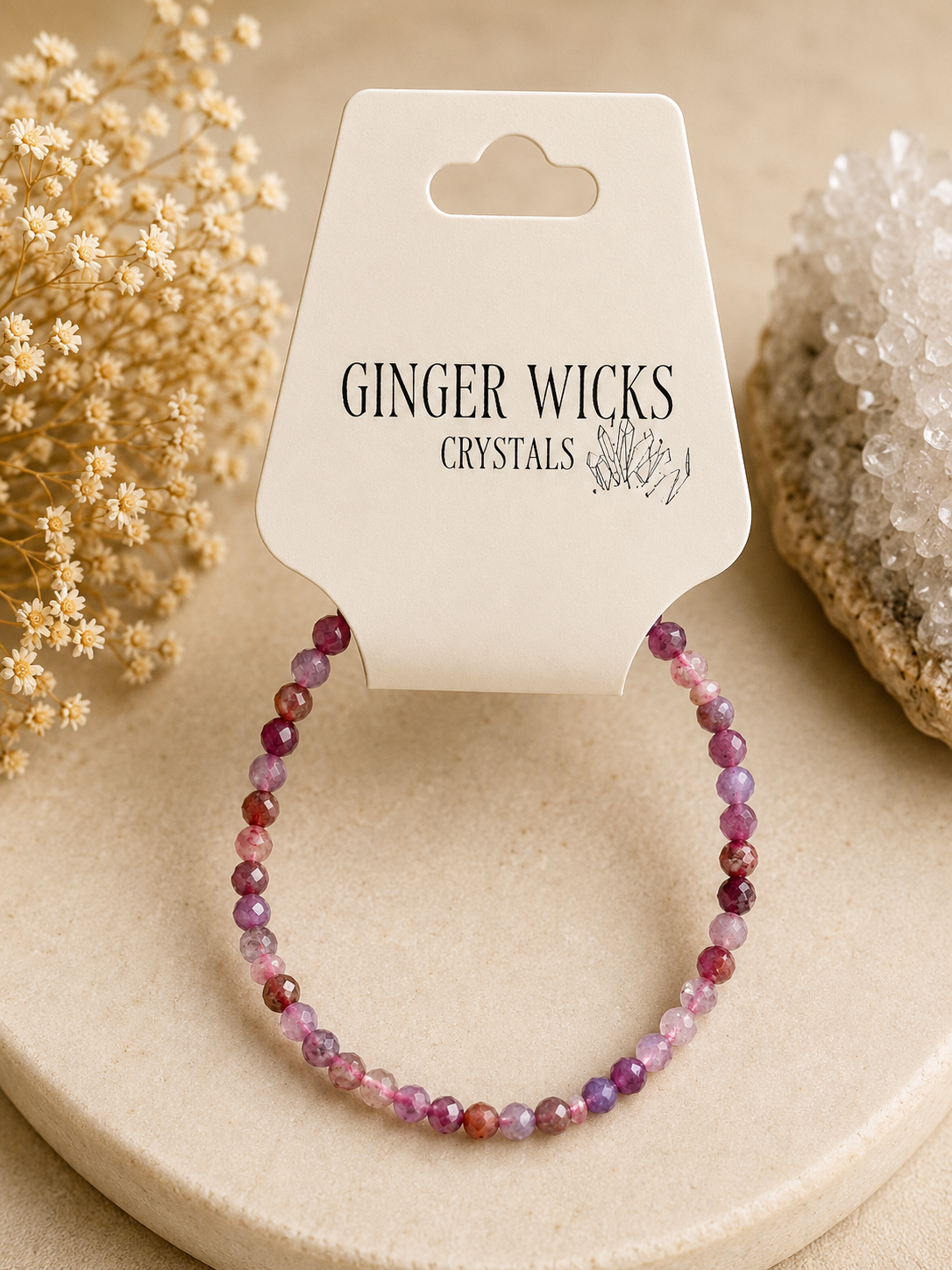 Faceted Pink Tourmaline & Lepidolite Bracelet (Unicorn Stone)