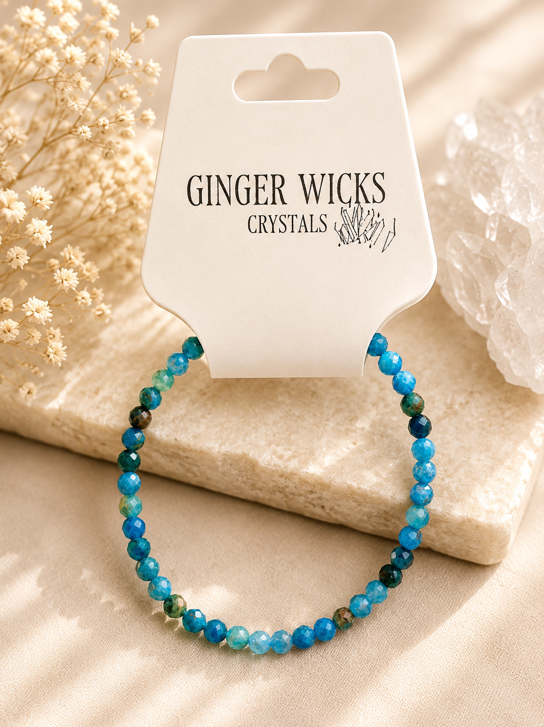 Faceted Blue Apatite Crystal Bracelet
