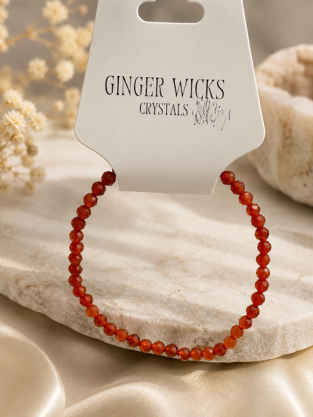 Faceted Carnelian Crystal Bracelet