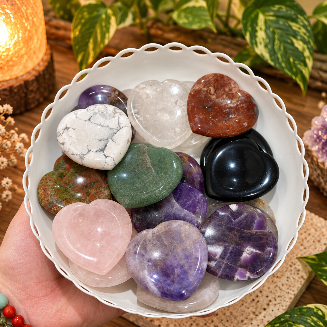 Mystery Crystal Heart Worry Stones
