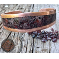 Handmade Copper Cuff Bracelet with Garnet Inlay