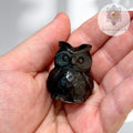 Silver Sheen Obsidian Owl Carving